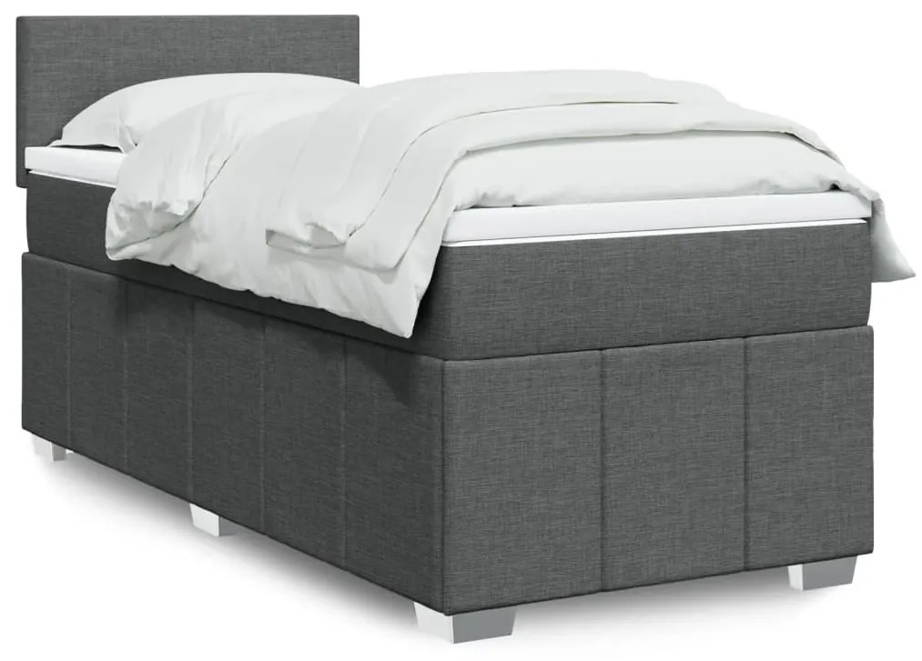 Giroletto A Molle Con Materasso Grigio Scuro 80x200 Cm Tessuto /