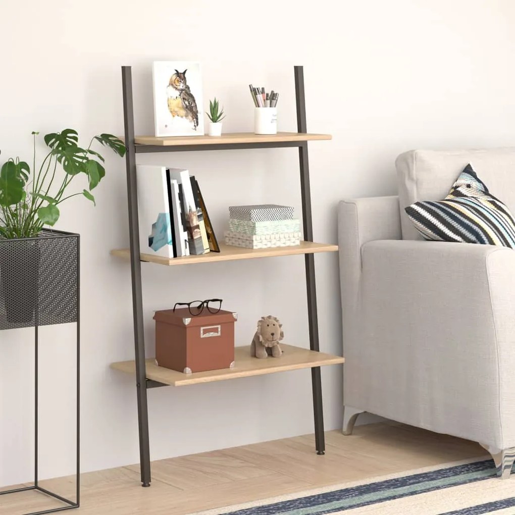 Scaffale Pendente A 3 Livelli Marrone Chiaro E Nero 64x34x116cm /
