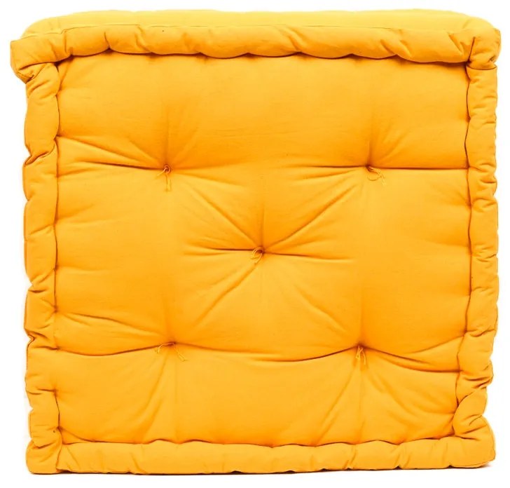 Cuscino da pavimento Futon Pouf Flexible effetto cotone giallo / dorato 60 x 60 cm