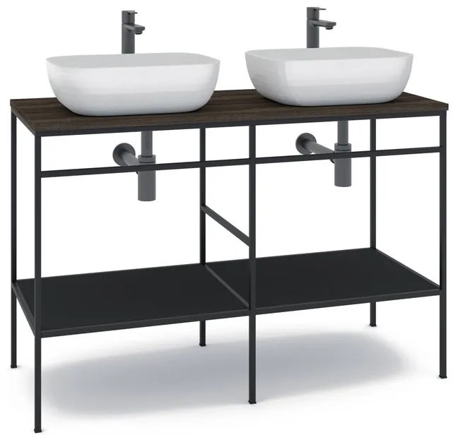 Mobile bagno con lavabo L 120 x H 92 x P 45.5 cm nero per doppia vasca Outline