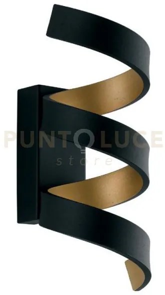 Applique a parete led helix spirale nera e oro 9w 720lm 3000k 10x13...