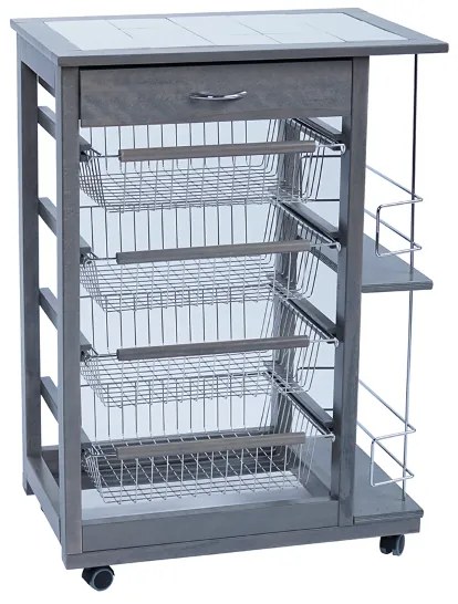 Carrello da cucina portafrutta con portabottiglie LANDHELL Grigio