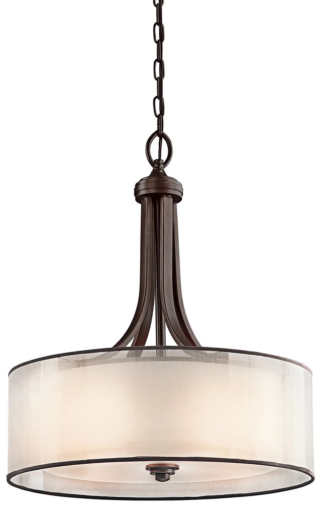 Lampadario Contemporaneo Lacey Acciaio Bronzo Antico Tessuto 4 Luci E27