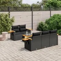 Set Divano da Giardino 6 pz con Cuscini Nero in Polyrattancod mxl 114239