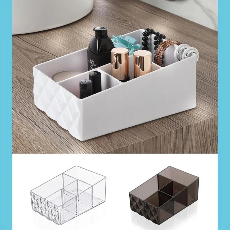 Organizer porta trucchi e cosmetici in plastica bianca con 4 scomparti