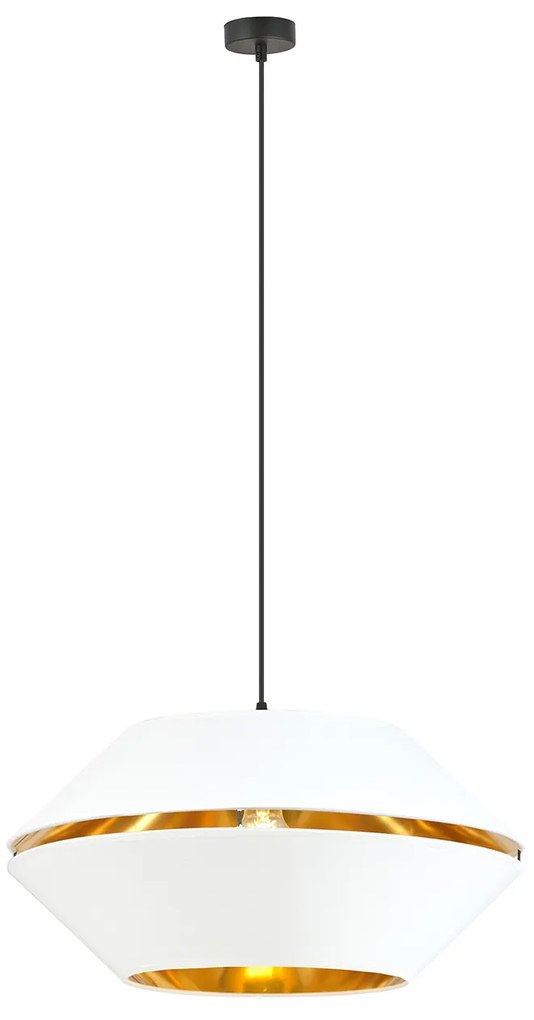Sospensione Contemporanea 1 Luce Bellerofonte In Metallo Bianco E Oro