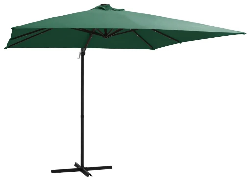 Ombrellone A Sbalzo Con Led E Palo İn Acciaio 250x250 Cm Verde /