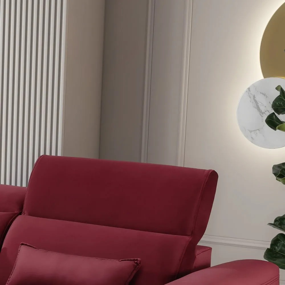 Divano angolare rosso allungabile/con contenitore (con penisola a sinistra/con chaise lounge) e rivestimento in velluto Foble – ELTAP