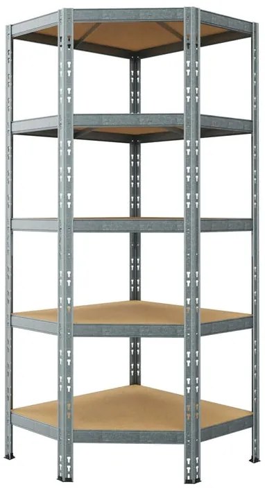 Scaffale in kit 5 ripiani Pokerino angolare L 66 x P 40 x H 180 cm grigio, portata per ripiano 200 kg