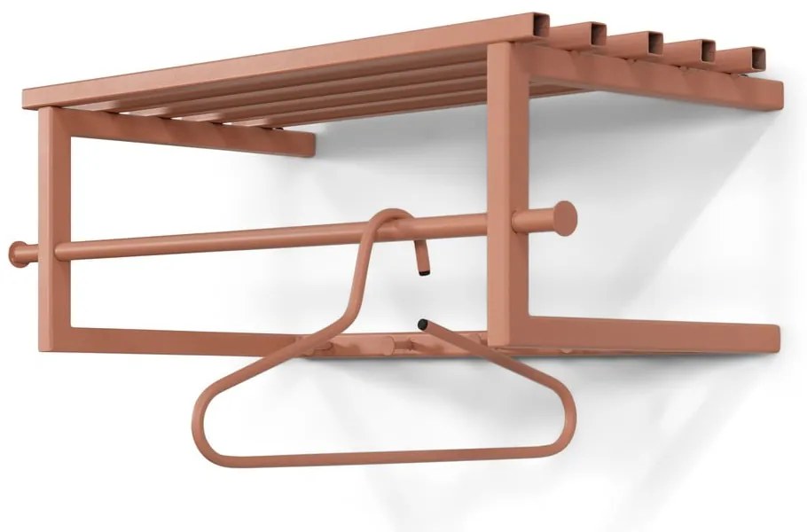 Attaccapanni da parete color salmone in metallo con scaffale 76 cm Marco – Spinder Design