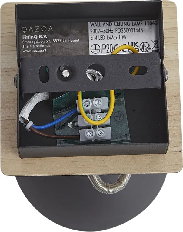 Faretto industriale nero con legno orientabile e inclinabile - Jakub