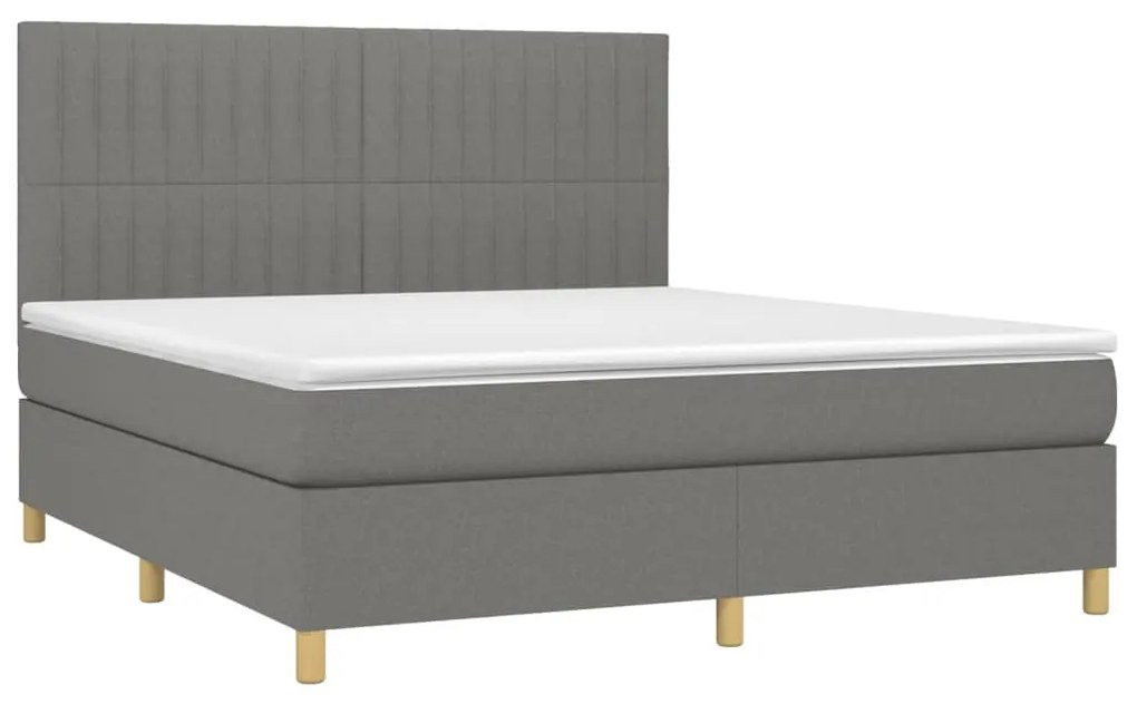 Letto a molle materasso e led grigio scuro 180x200cm in tessuto