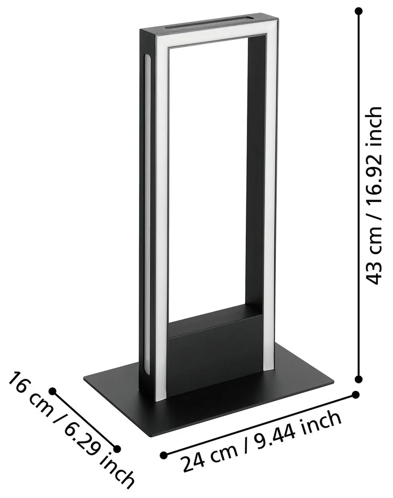 Lampada Da Tavolo Contemporanea Salvilanas-Z Alluminio Nero Led Integrato 16W