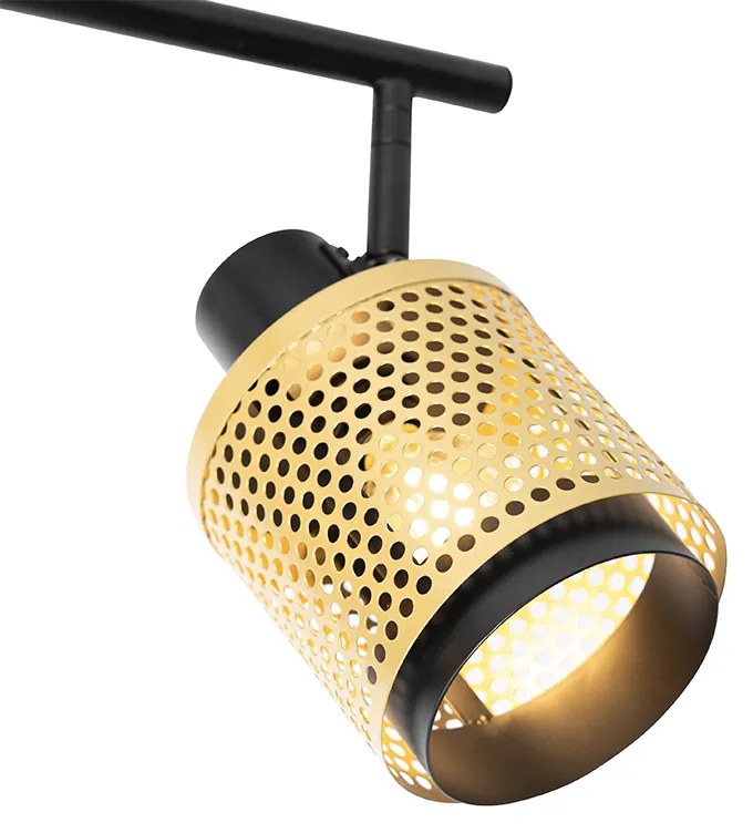 Faretto industriale nero con oro 3 luci - Kayden
