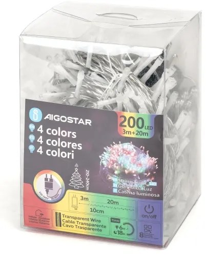 Aigostar - Catena LED natalizia da esterno 200xLED/8 funzioni 23m IP44 multicolore