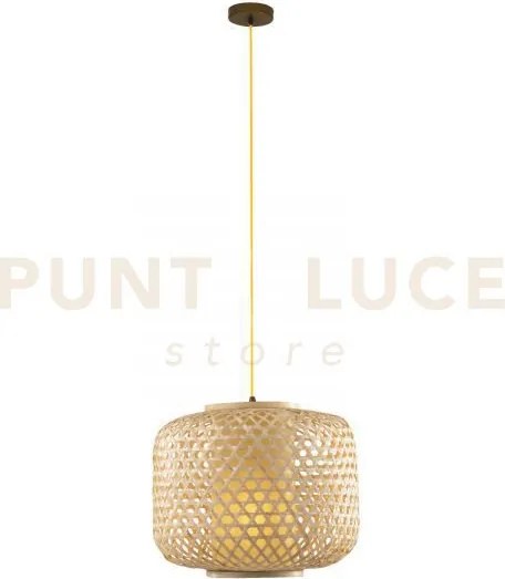 Lampadario a sospensione zen  in bambu' e diffusore in termoplastic...