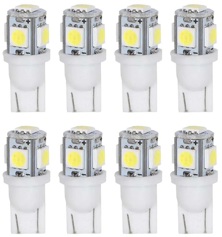 8 Pezzi Lampada Led 28mm 12V Luce per Auto T10 W5W 5 SMD 5050 1W 100lm Lampadina 194 168 Bianco Freddo 6500K