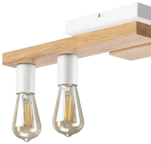 Lampadario a plafone MATTE 4xE27/15W/230V bianco/quercia