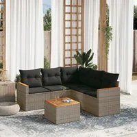 Set Divano da Giardino 6 pz con Cuscini Grigio in Polyrattan 3258371