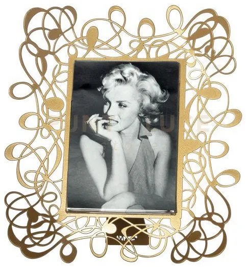 Portafoto di design scarabocchio grande oro laccato