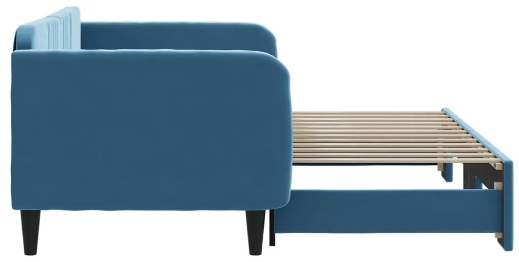 Divano letto con letto estraibile blu 90x200 cm in velluto