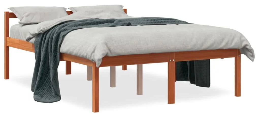 Letto Per Anziani Marrone Cera 135x190 Cm Legno Massello Pino /