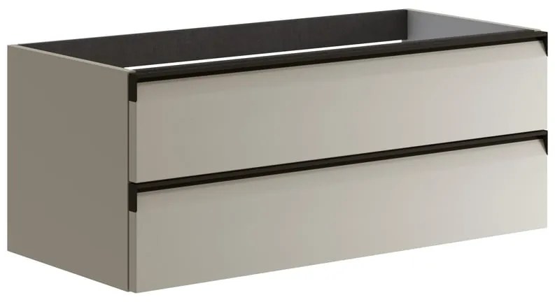 Mobile da bagno sospeso sotto lavabo L 99.5 x H 40 x P 45.5 cm beige laccato opaco, 2 cassetti Fusion