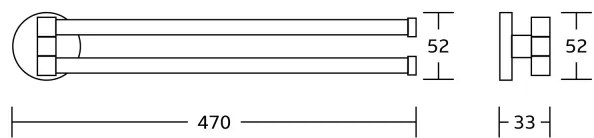 Aqualine - Appendiabiti da parete rotante SAMBA 47 cm cromo lucido