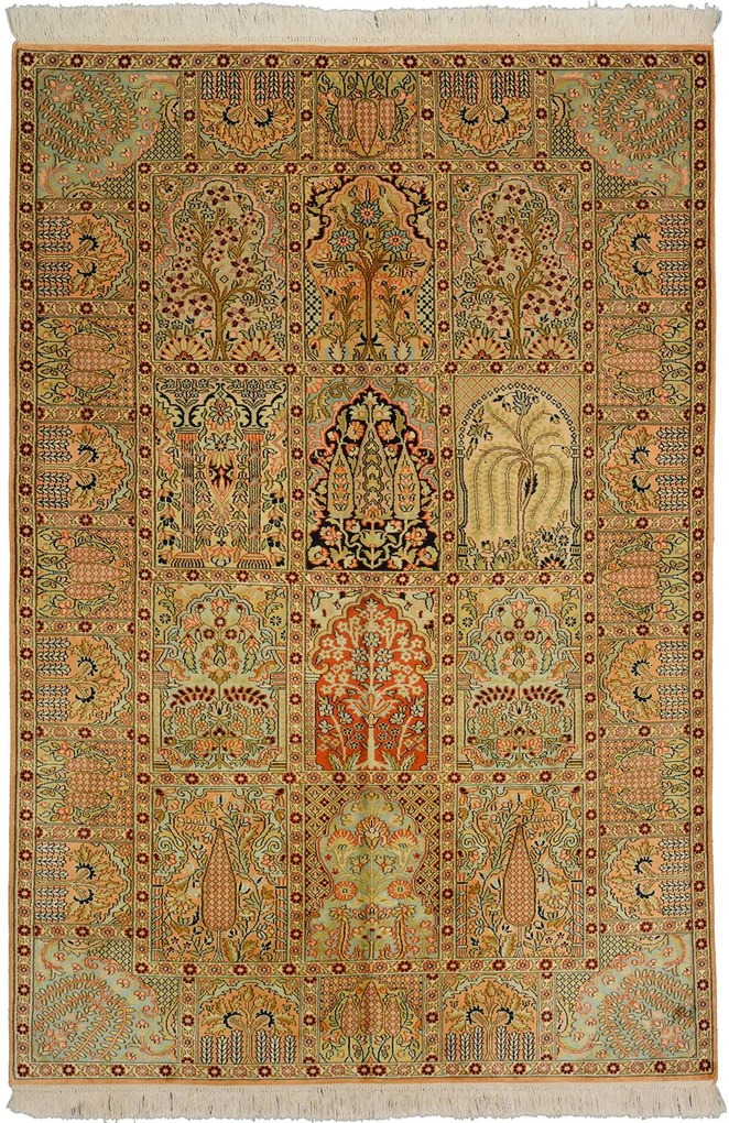 Cashmere Silk Tappeto 190x130 Beige (Indian) Annodato A Mano