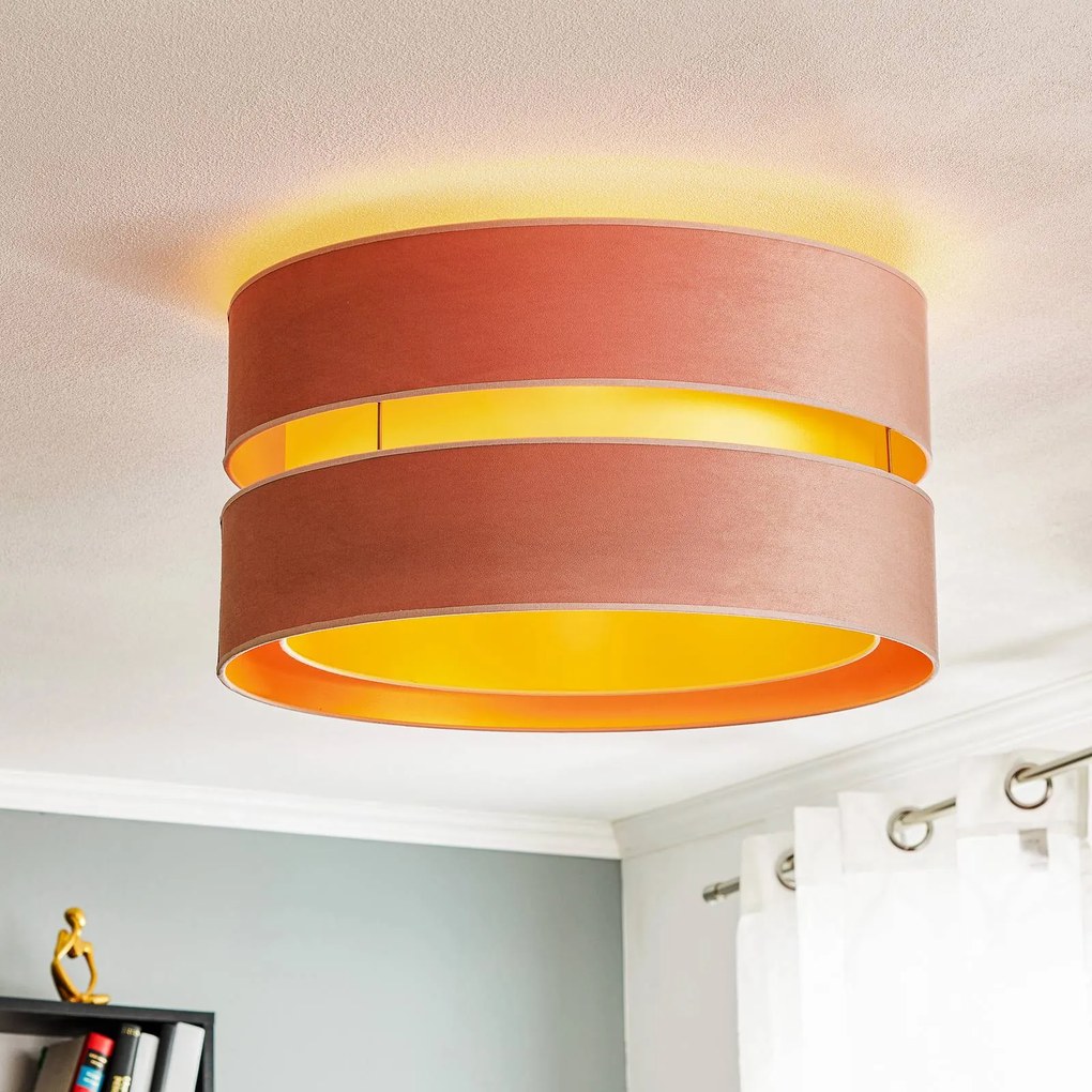 Plafoniera soffitto Golden Duo Duolla, dimmerabile, Violetto / Fucsia / Rosa, Soggiorno / Sala da pranzo, Tessuto / Stoffa / Seta, Giovanile, Plafoniera