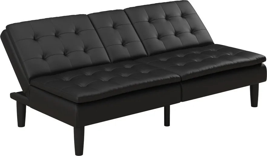 Divano letto nero in similpelle 191 cm Maine - Støraa