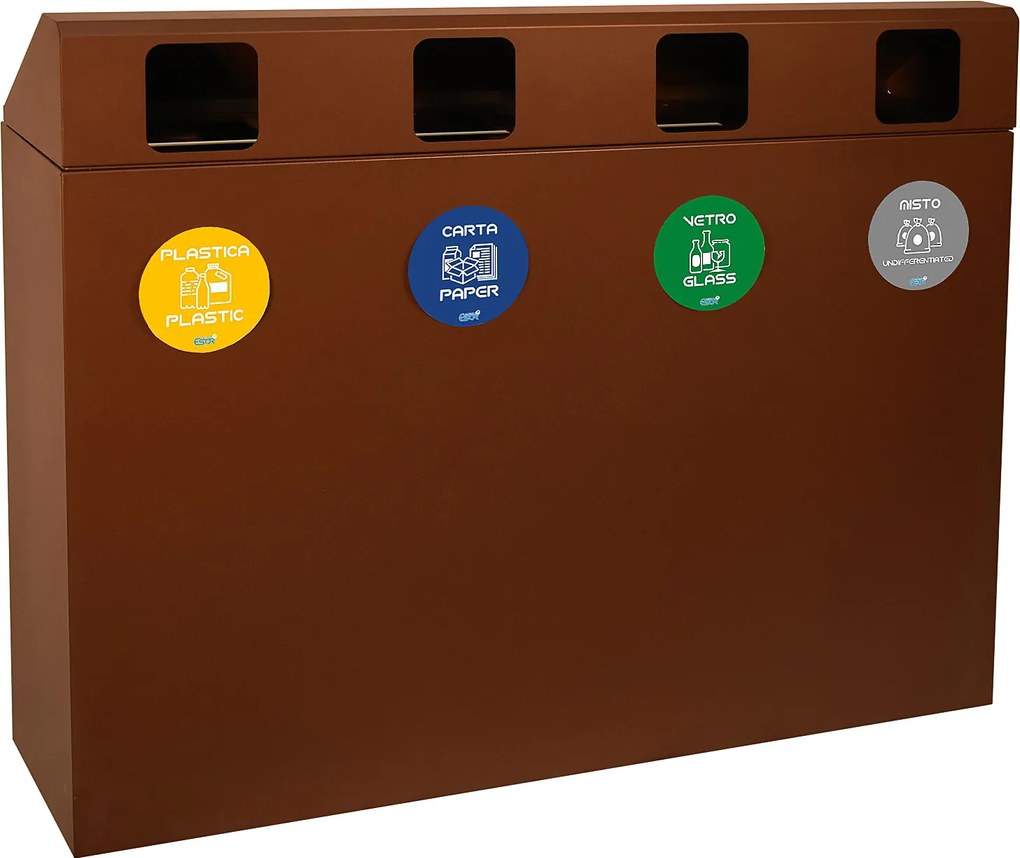Mobile per Raccolta Differenziata 4 Scomparti 240 L 120x30x96 cm in Acciaio Verniciato Corten...