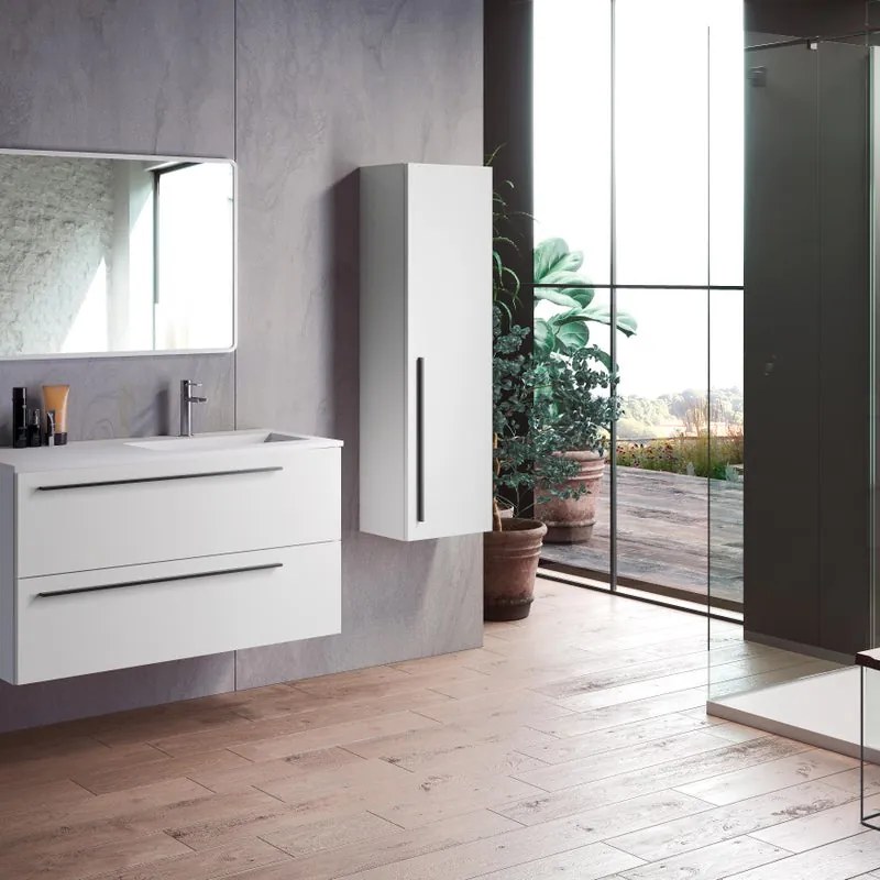 Mobile sottolavabo e lavabo Mia bianco opaco L 100 cm 1 vasca 2 cassetti