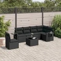 Set Divani da Giardino con Cuscini 7pz Nero Polyrattancod mxl 88377