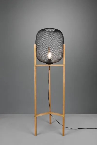 Lampade da terra calimero  diffusore rete con struttura in legno na...