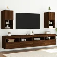 Mobili Porta TV con Luci LED 2 pz Rovere Marrone 30,5x30x60 cm 837000