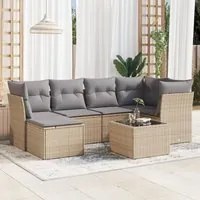 Set Divani da Giardino 7 pz con Cuscini Beige in Polyrattan 3217959