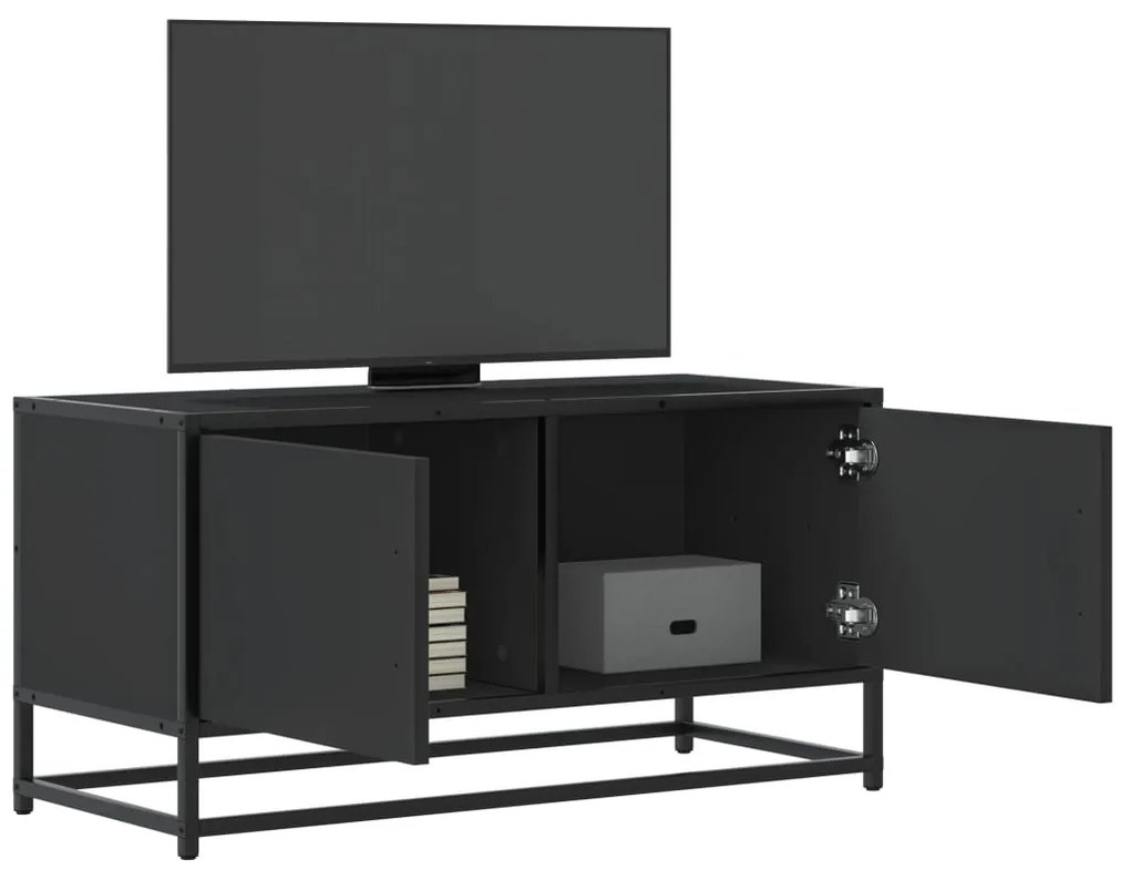 Mobile Tv Nero 80x34,5x40 Cm İn Truciolato E Metallo /