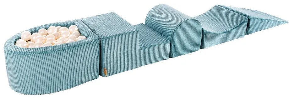 Gioco per psicomotricità turchese in velluto a coste 5 pz altezza totale 30 cm 250x45 cm Montessori – Meowbaby