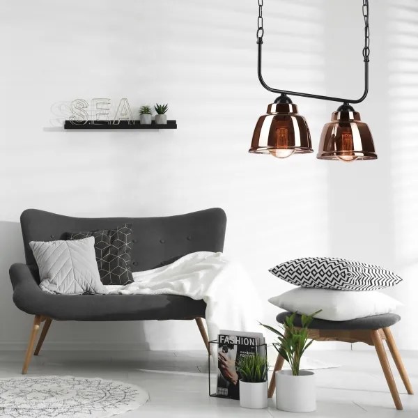 Lampadario a sospensione con catena MARIO 2xE27/60W/230V ottone