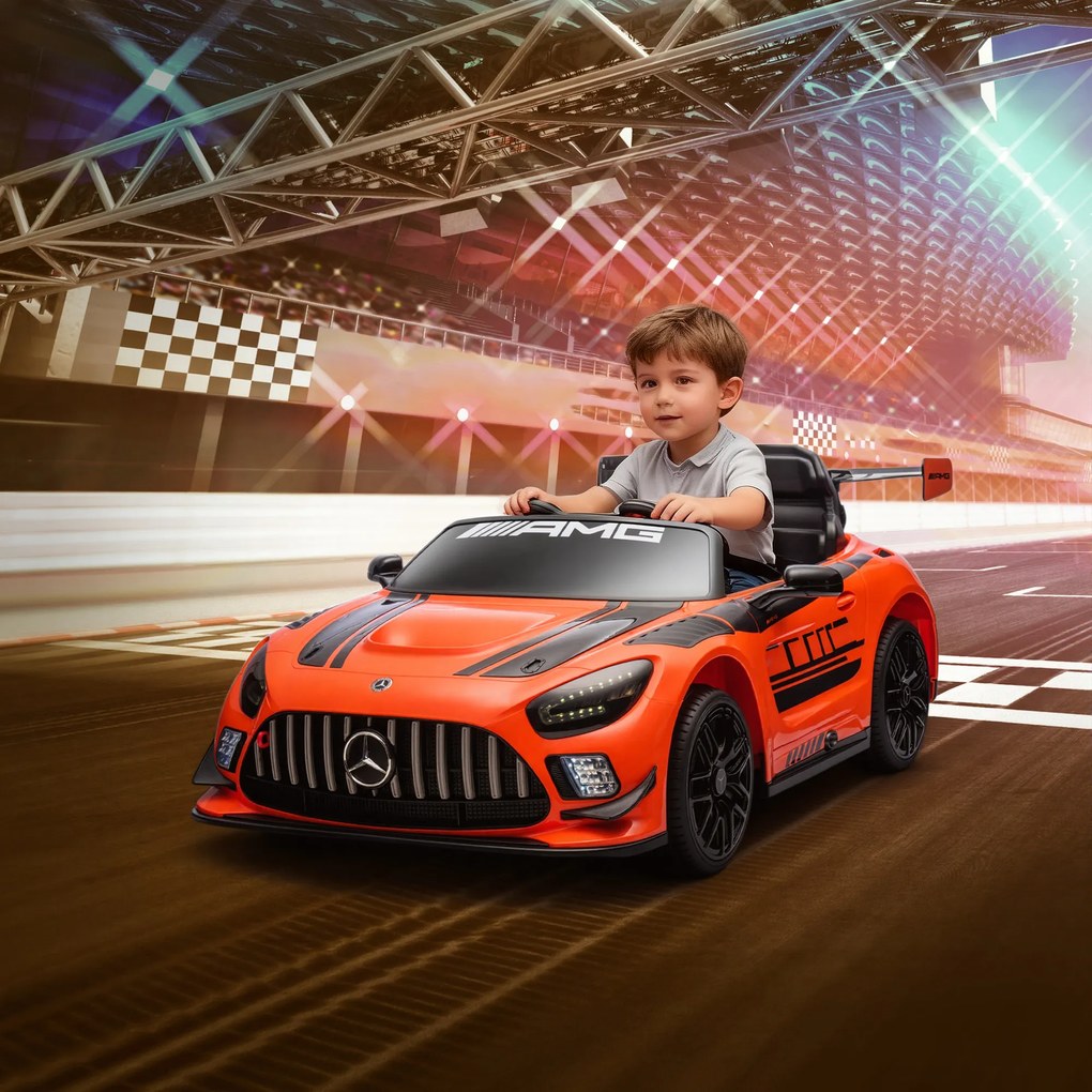 Macchina Elettrica Bambini 3-8 Anni Licenza Ufficiale Mercedes AMG 12V con Telecomando Luci LED Arancione...