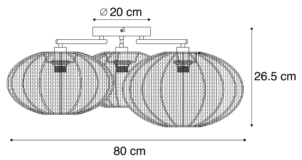 Plafoniera Japandi bianca con beige e marrone 3 luci - Multi Bida