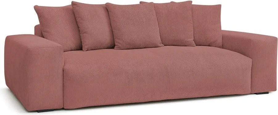 Divano in rosa chiaro con rivestimento in velluto a coste 280 cm Voltaire – Bobochic Paris