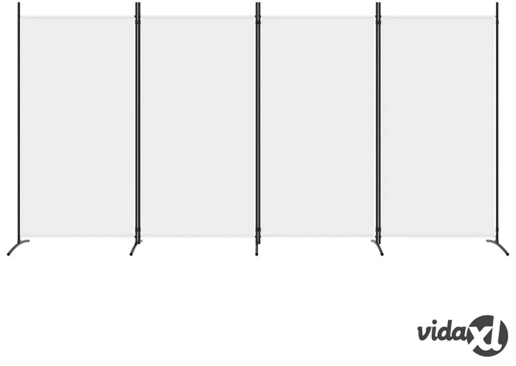 vidaXL Divisorio a 4 Pannelli Bianco 346x180 cm Tessuto