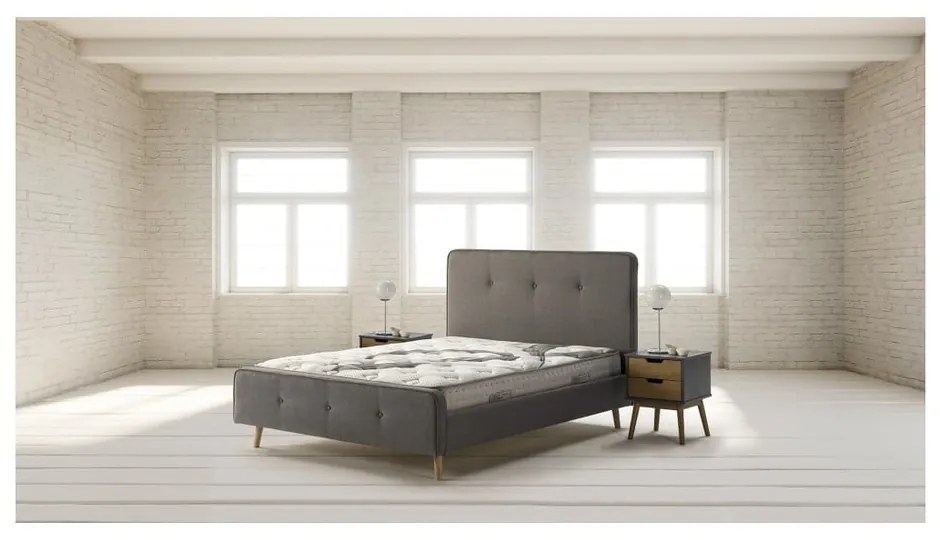 Comodino grigio-marrone in legno di pino massiccio Baku - Marckeric