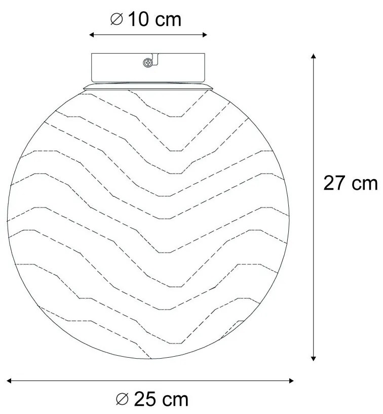 Plafoniera di design in ottone con vetro sfumato ambra - Pillon