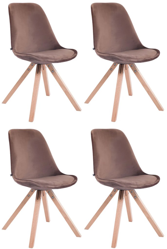 Set 4 Sedie Toulouse İn Velluto Square / Schwarz / Natura