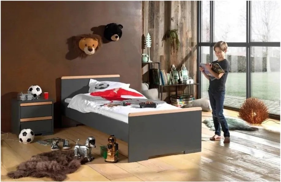 Comodino per bambini grigio scuro London - Vipack