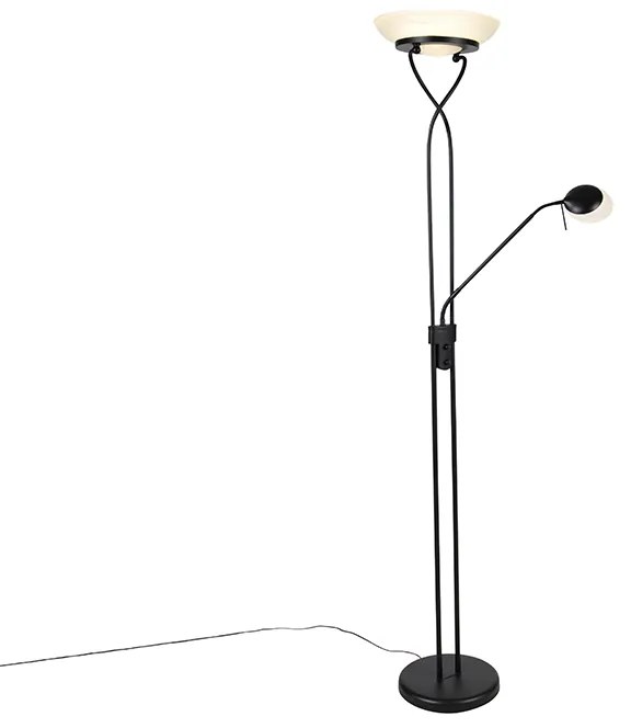 Lampada da terra nera con LED e dimmer con lampada da lettura Dim to Warm - Empoli