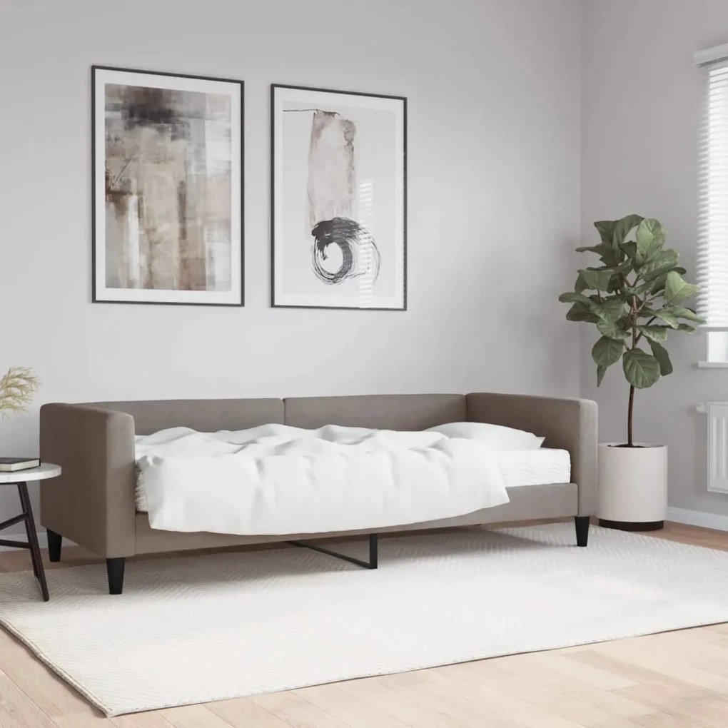 Divano Letto Con Materasso Tortora 80x200 Cm İn Tessuto /